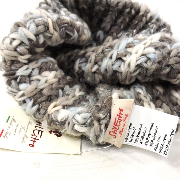 STILESTRO ?? WOMEN\'S GREY WOOL WINTER POMPOM HAT